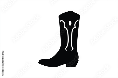 cowboy boot silhouette vector, rubber boot clipart