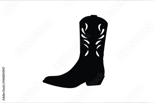 cowboy boot silhouette vector, rubber boot clipart