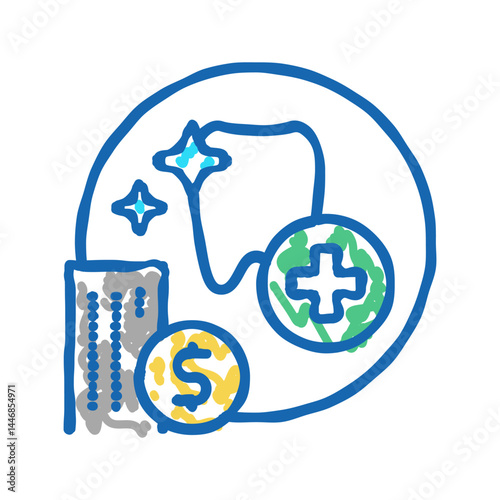 dentist benefits icon doodle illustration