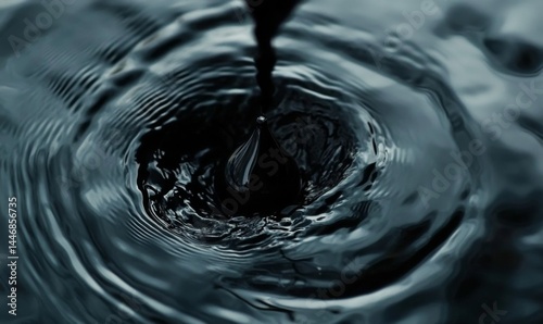 Dark liquid drop impacting water surface