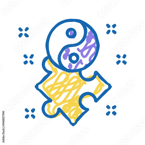 yin yan philosophy icon doodle illustration