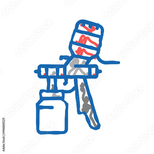 paint tool from air compressor icon doodle illustration