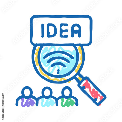 idea of crowdsoursing icon doodle illustration