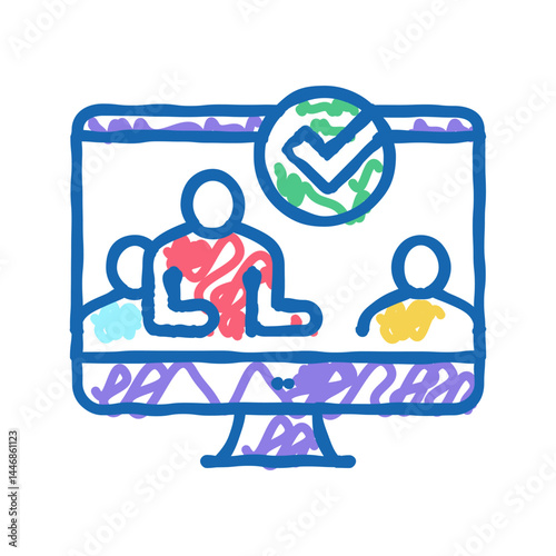 customer of crowdsoursing service icon doodle illustration