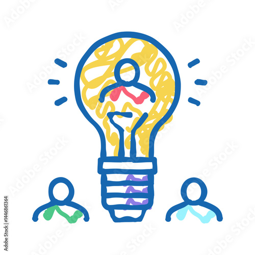 idea for search potential client and crowdsoursing icon doodle illustration