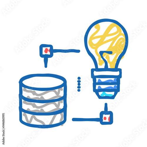 idea realization digital processing icon doodle illustration