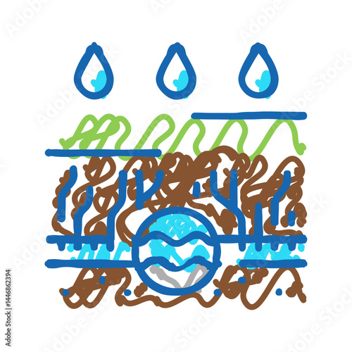 rain gutter drainage system icon doodle illustration