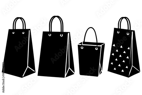 set of Shopping Bag silhouette vector illustration