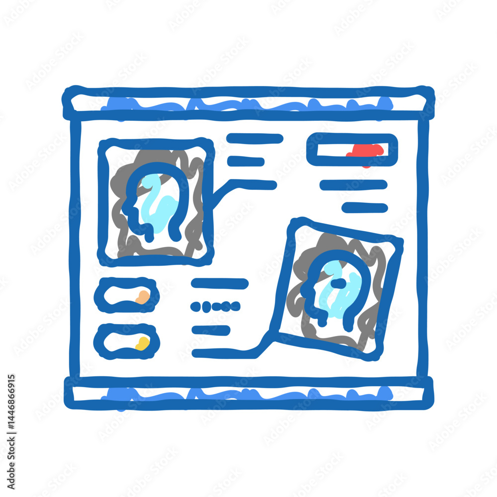 human head researching radiology cadre icon doodle illustration