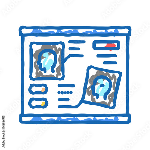 human head researching radiology cadre icon doodle illustration