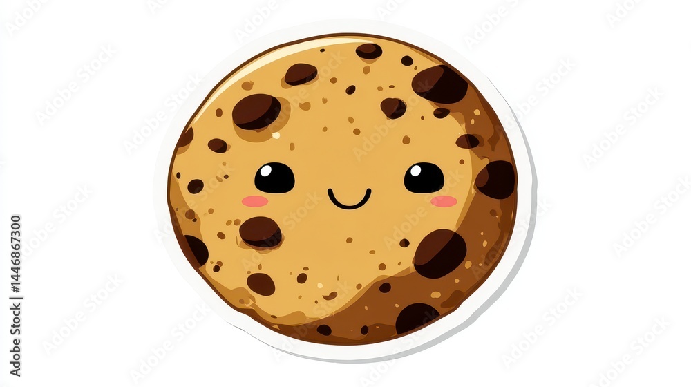 Cute Cartoon Cookie with Happy Face Cute Cartoon Cookie with Happy Face