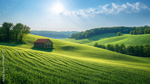 Fototapeta Naklejka Na Ścianę i Meble -  rolling farmlands and blue sky of pennsylvania