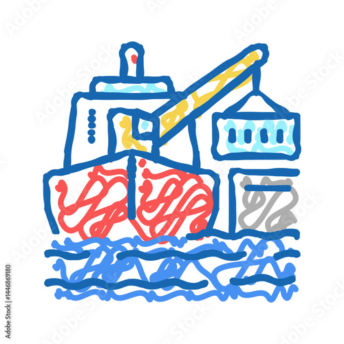 ship crane icon doodle illustration