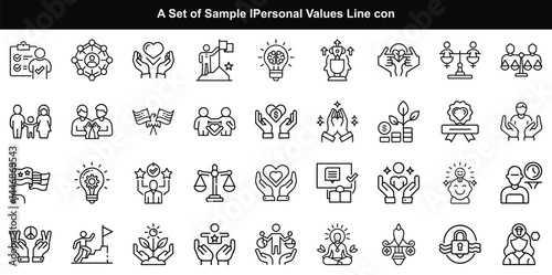 Personal Values Icon Vector Set, Ethics Morals Principles Graphics