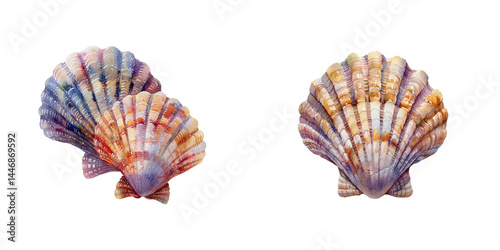 cute shells watercolor vector illustration