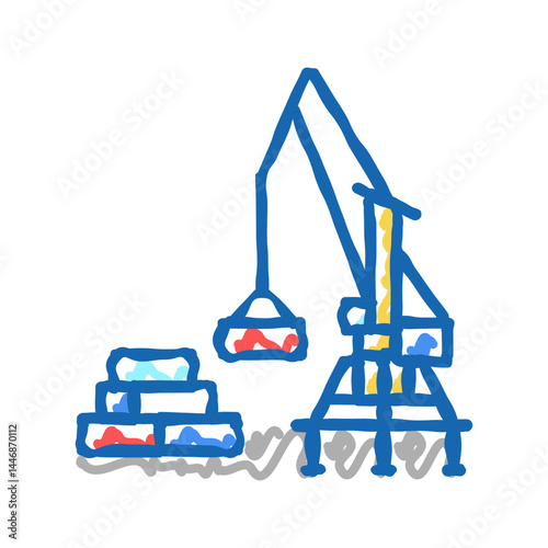 container loader port equipment icon doodle illustration