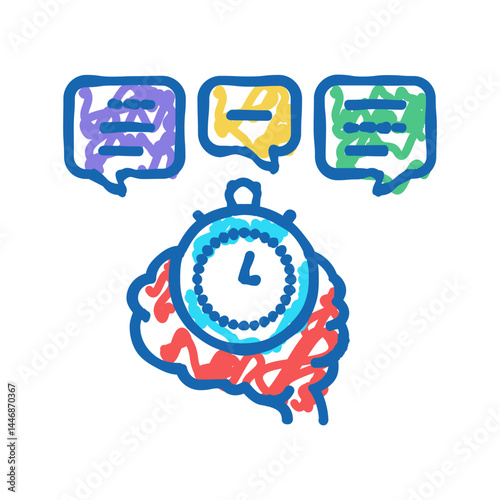 brainstorming on forum icon doodle illustration