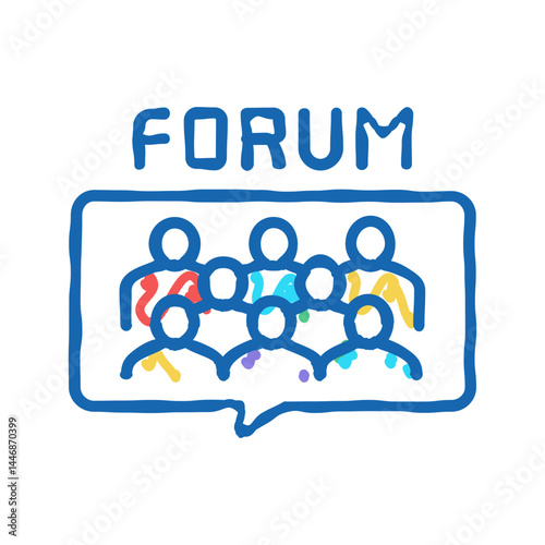 meeting on forum icon doodle illustration