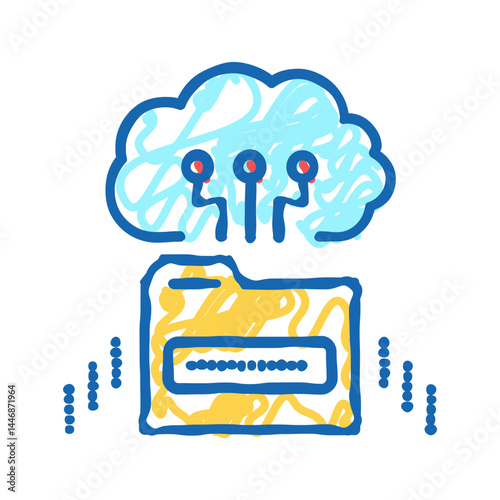 cloud storage library education icon doodle illustration