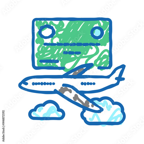 traveling card icon doodle illustration
