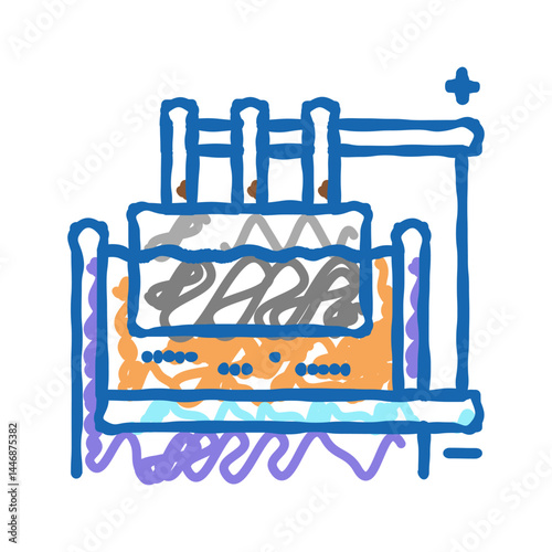 electrolysis aluminium production icon doodle illustration