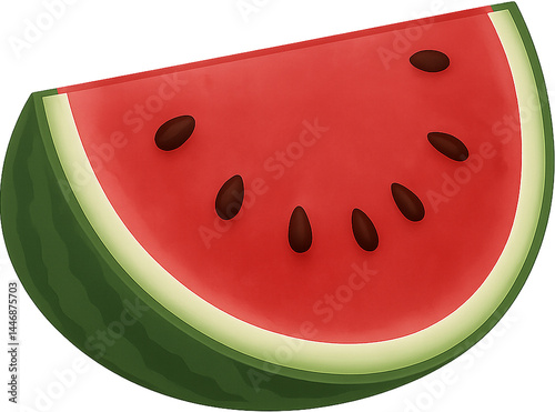 여름 과일 수박 반통 조각 그림 요소