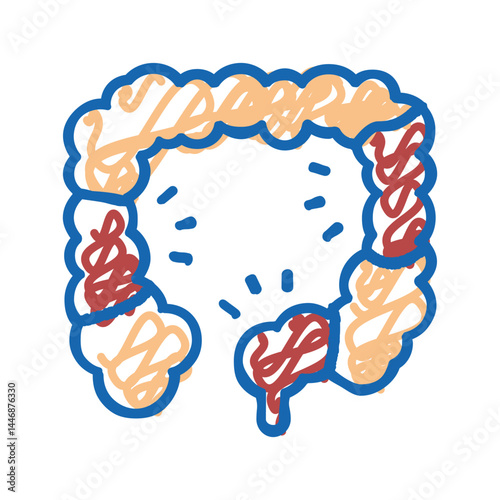 colitis disease icon doodle illustration