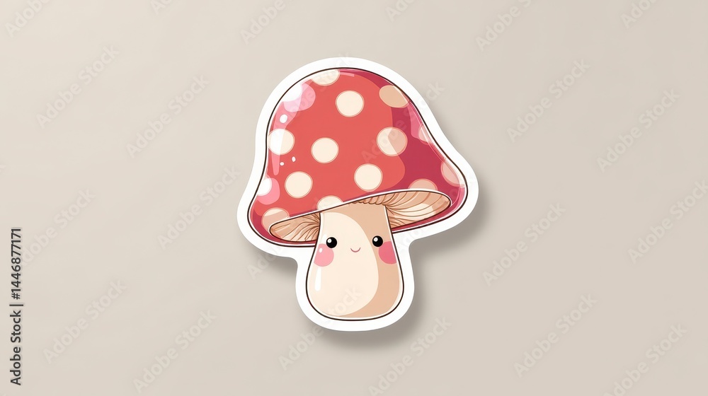 Cute smiling mushroom character with polka dots Cute smiling mushroom character with polka dots