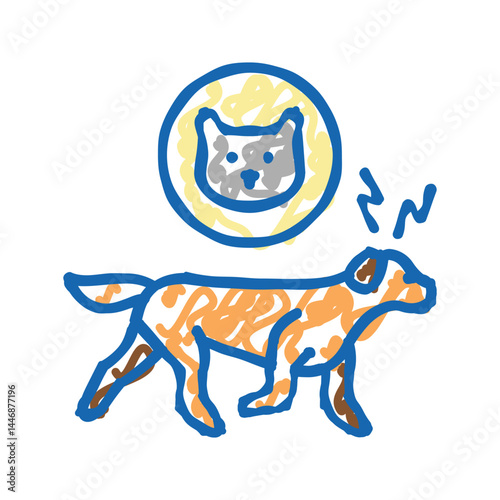 dog chasing cat icon doodle illustration