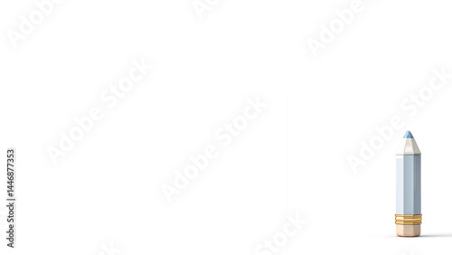 Blue pencil on white background. Empty text space.