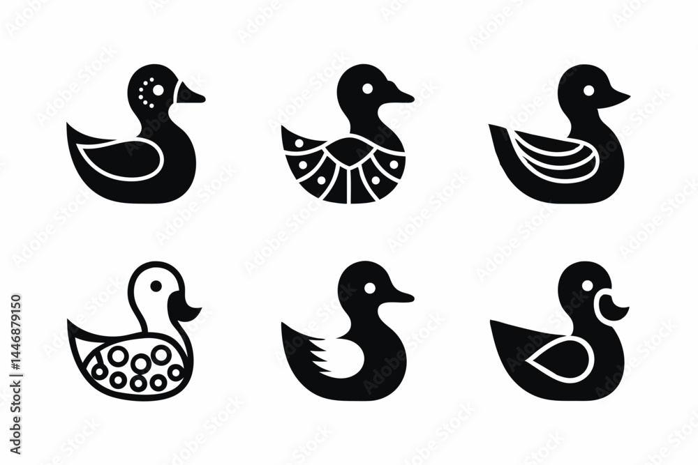 Fototapeta premium set of Duck icon silhouette vector illustration