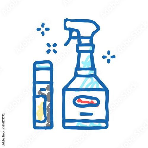 sole cleaner shoe care icon doodle illustration