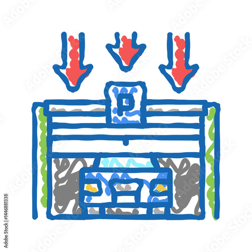 gate closing parking icon doodle illustration