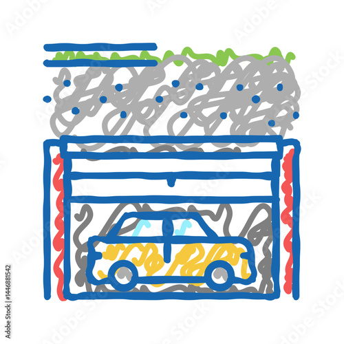 underground car parking icon doodle illustration