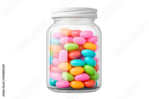 Colorful Candies In Glass Jar Isolated Realistic Image