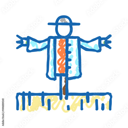 scarecrow gardening icon doodle illustration