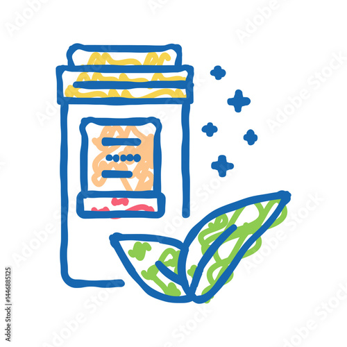 natural homeopathy vitamin or medical pills packaging icon doodle illustration