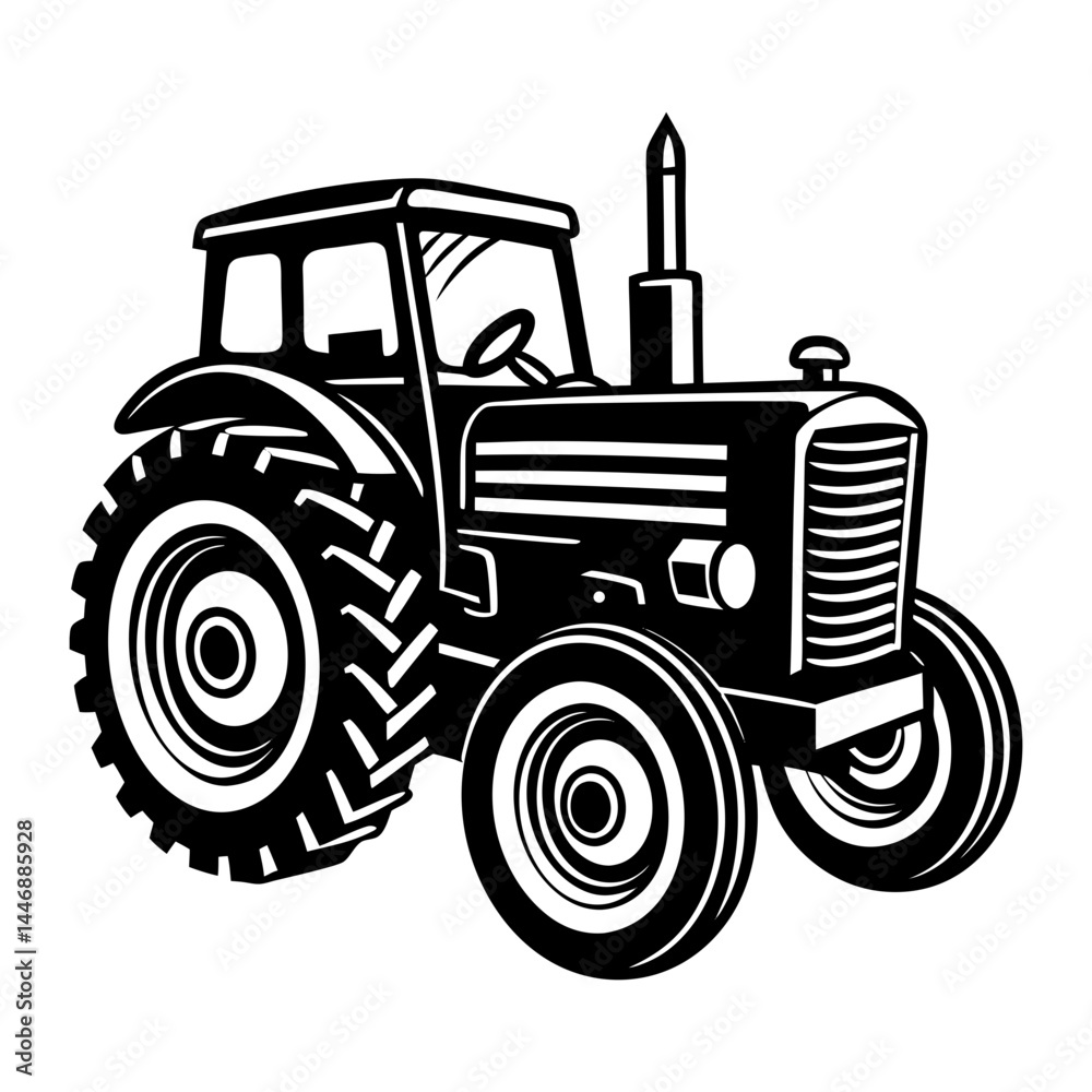 Obraz premium Farm tractor silhouette vector illustration