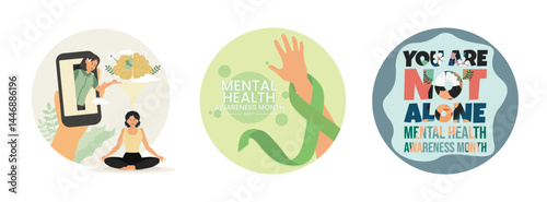 Virtual Mindfulness and Meditation Guidance. Mental Health Awareness Month. Promoting Support.