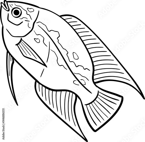 hand drawn cartoon illustration of a fish.