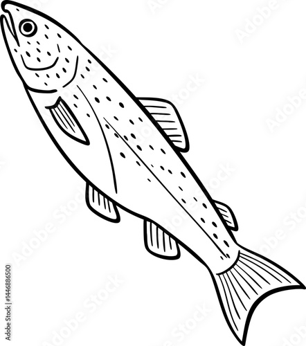 hand drawn cartoon illustration of a Salmon fish.