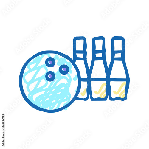 play bowling mens leisure icon doodle illustration