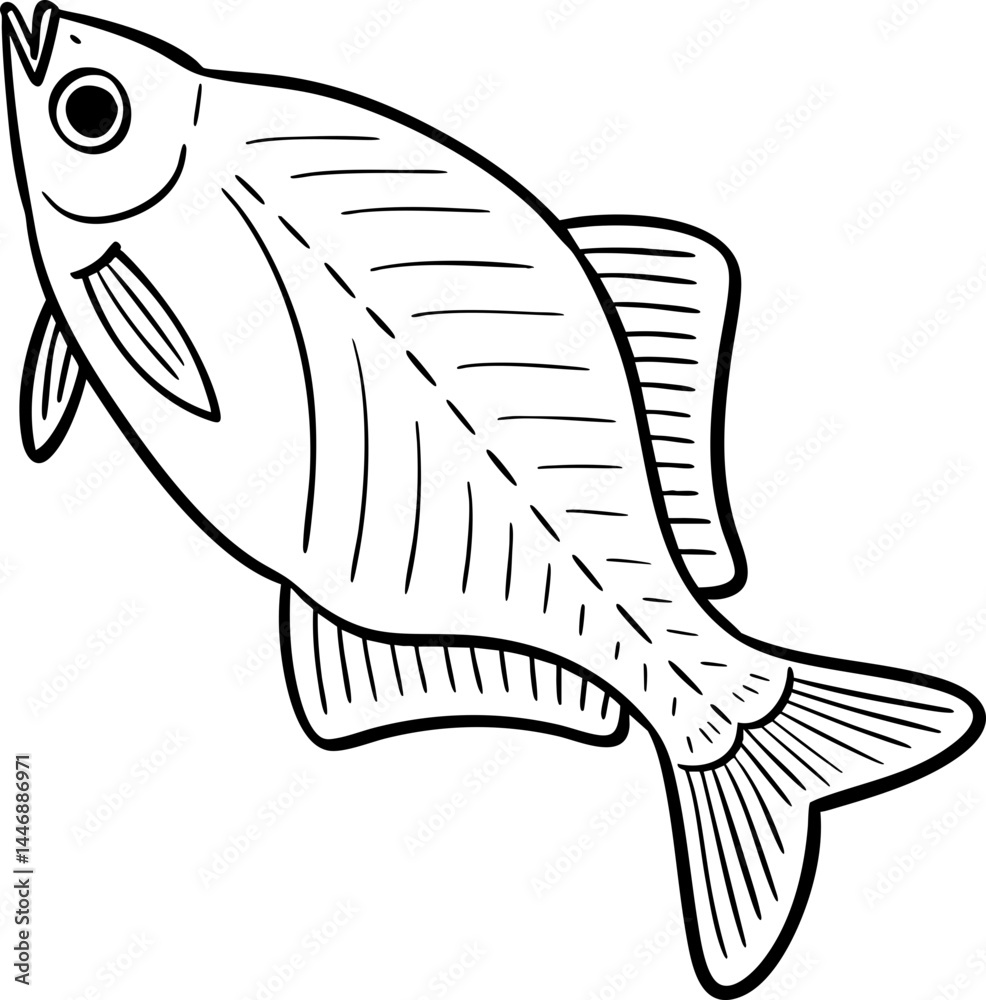 Obraz premium hand drawn cartoon illustration of a fish.