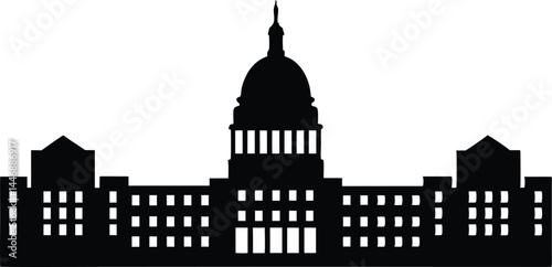 Washington Capitol building skyline silhouette vector, Washington building black vector illustration