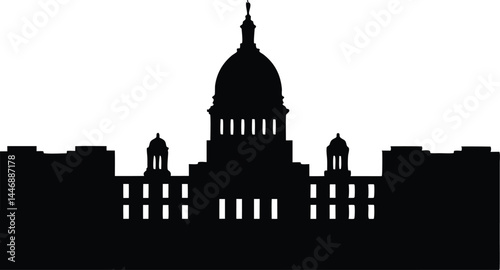 Washington Capitol building skyline silhouette vector, Washington building black vector illustration