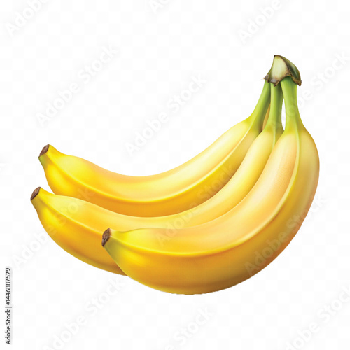 realistic yellow banana fruits isolated on transparent background