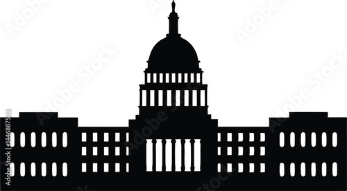 Washington Capitol building skyline silhouette vector, Washington building black vector illustration