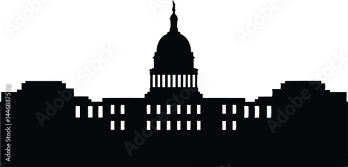 Washington Capitol building skyline silhouette vector, Washington building black vector illustration