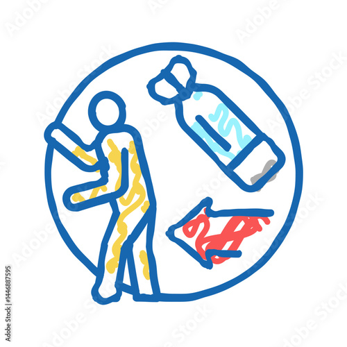escape from war refugee icon doodle illustration