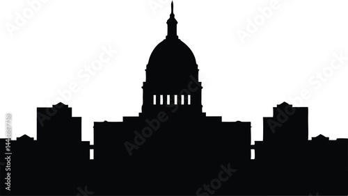 Washington Capitol building skyline silhouette vector, Washington building black vector illustration